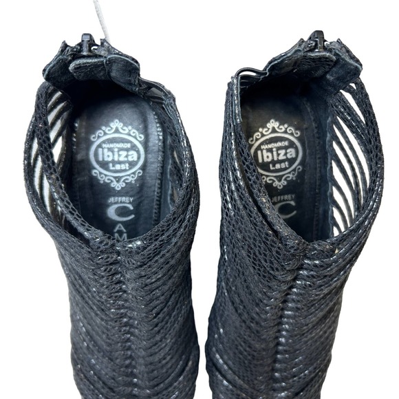 Jeffrey Campbell Ibiza Last Black snake embossed Leather Wedge shoes W Size 6 - Picture 3 of 16